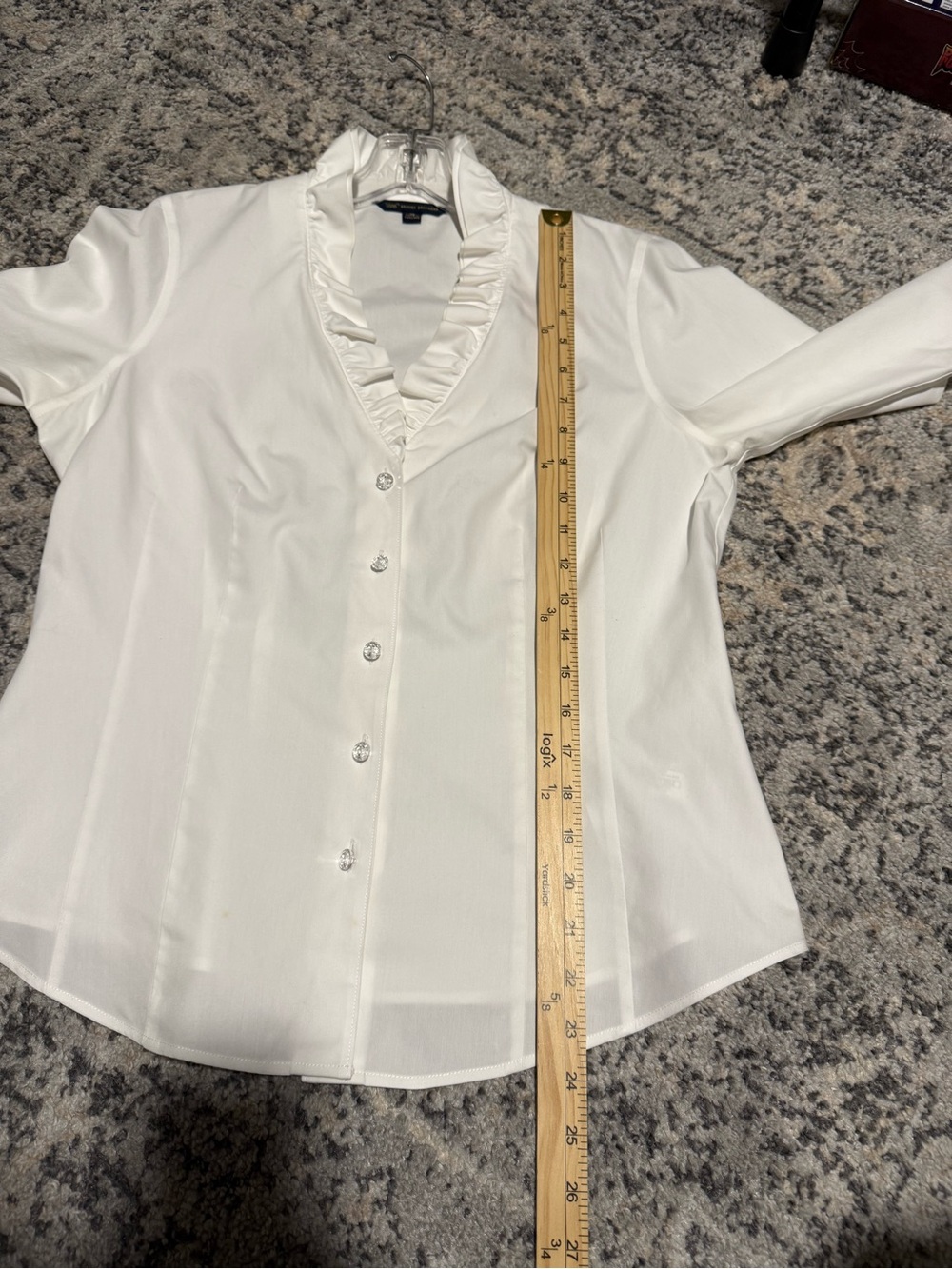 Brooks Brothers 346 White Ruffled Button-Front Blouse - Picture 8 of 10